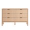 Light Wood MDF Drawer Dresser with Grooved Design, Metal Handles and Smooth Glides